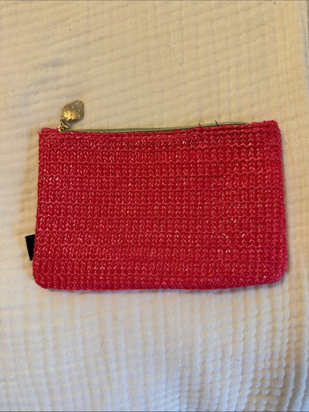 ipsy Hot Pink Woven Zip Pouch